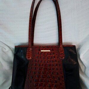 Brahmin Black and Pecan Leather Medium